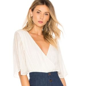 Zoe Bodysuit L'Academie Ivory Gold Stripe NWOT